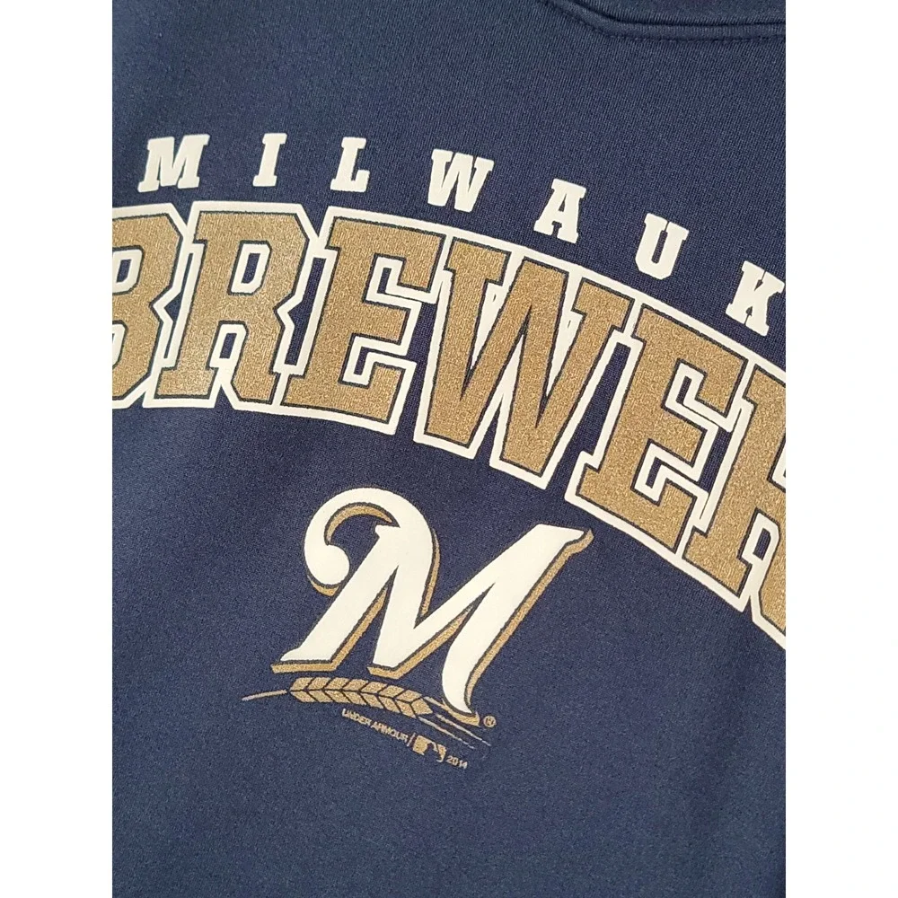 Milwaukee Brewers Sweatshirt Mens Large (Fits Medium) Under Armour MLB Pullover